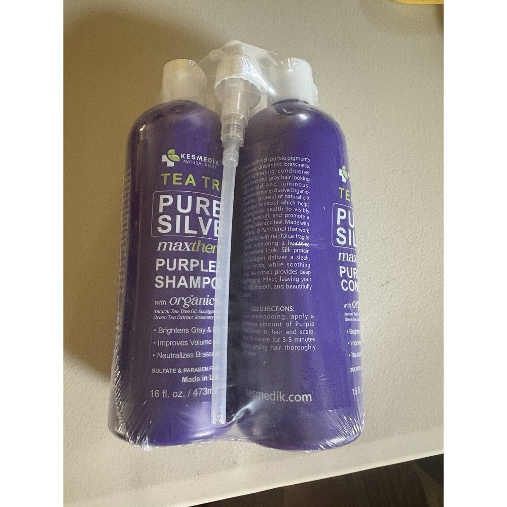 Tea Tree Purple Shampoo Conditioner Set, Anti-Brass Toner for Blonde Gray